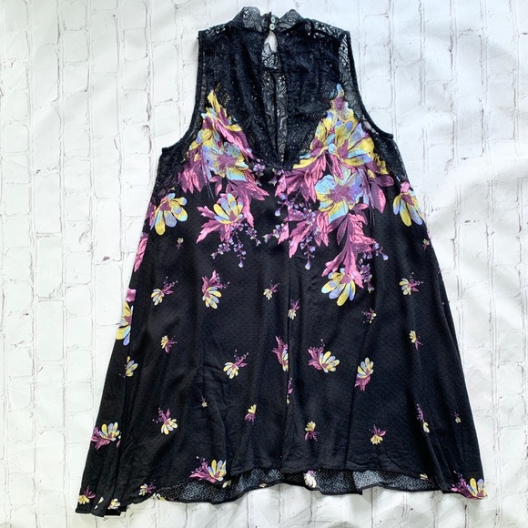 Free People Marsha Floral Printed Slip Dress High Neck Flirty Feminine Boho Fall - Picture 9 of 11